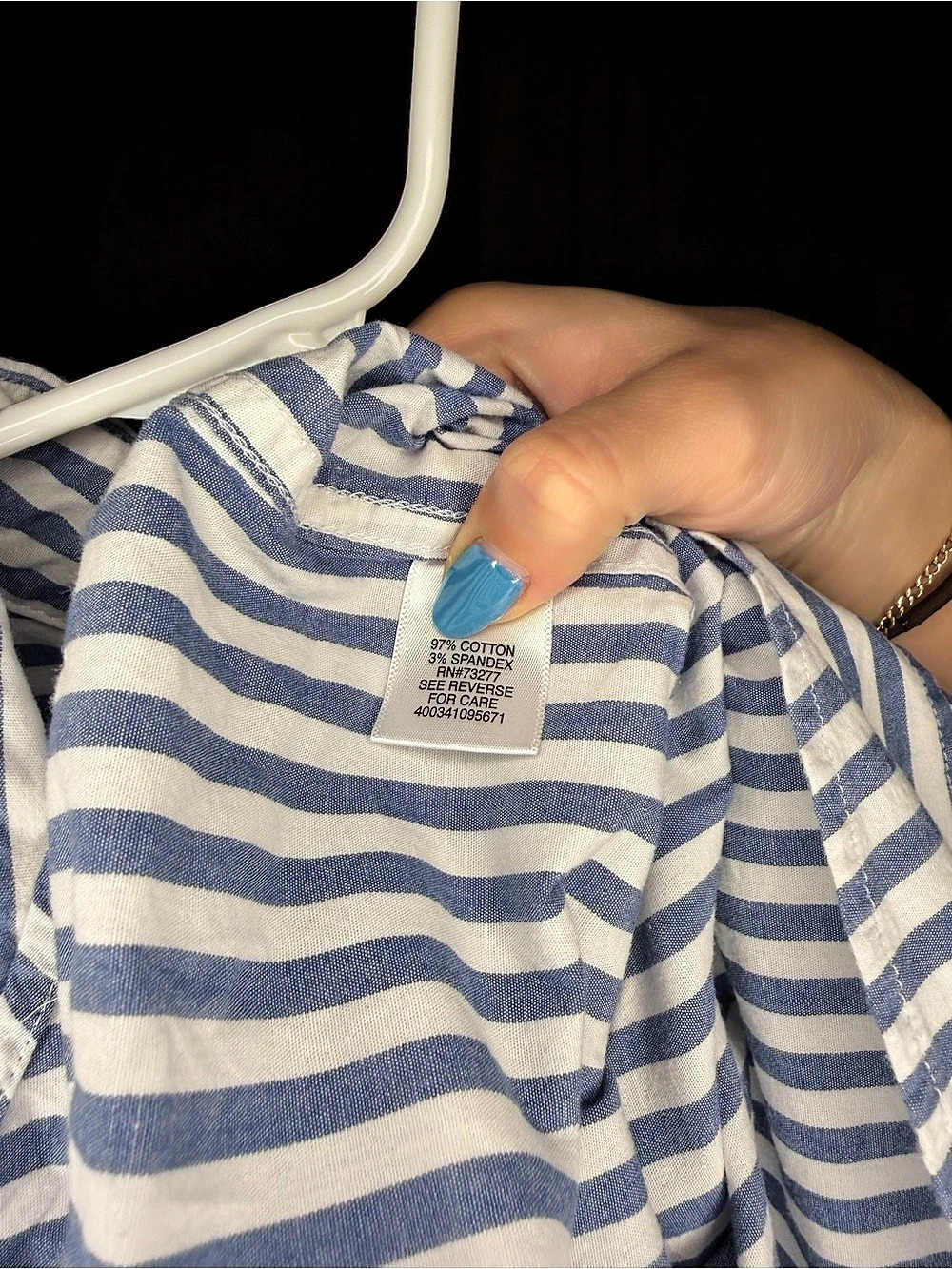 Sonoma Goods For Life Men's Blue & White Striped Short Sleeve Button Down Shirt - Picture 4 of 4